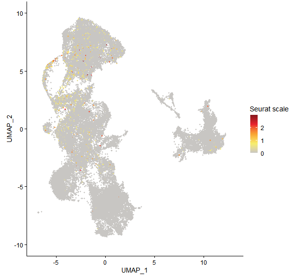 Feature plot of Mp4g04400 on UMAP